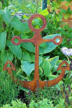 Preview: Gartenstecker Edelrost Anker 54cm höhe x 46cm