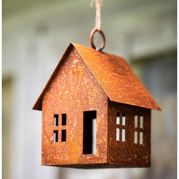 Edelrost Haus zum aufhängen - Vogelfutterhaus oder Windlicht