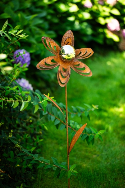 Gartenstecker Blume Jana mit Edelstahlkugel