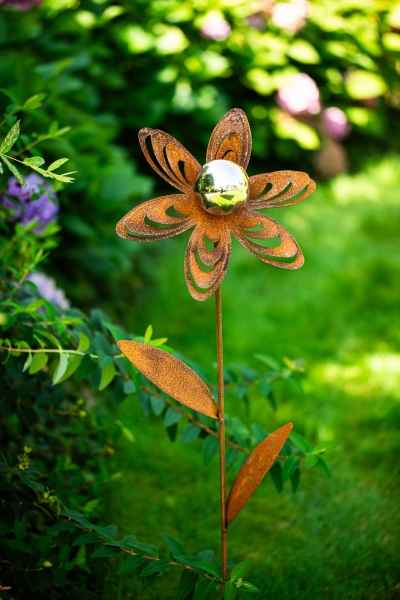 Gartenstecker Blume Jana mit Edelstahlkugel