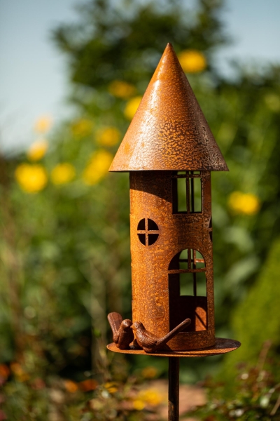 Garten Deko Windlicht Vogelhaus 160cm mit Vögel