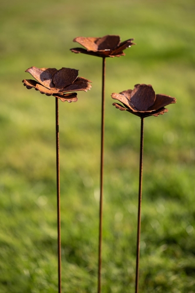 3er Set Gartenstecker Mohn Mohnblüte