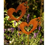 Gartenstecker 2er Set Herzen 75cm Metall Rost Gartendeko Edelrost rostige Deko Beetstecker