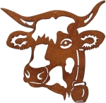 Metall Rost rostige Gartendeko Edelrost Kuh Kuhkopf Wanddekoration zum anschrauben Ochse Wanddekoration Dekoration